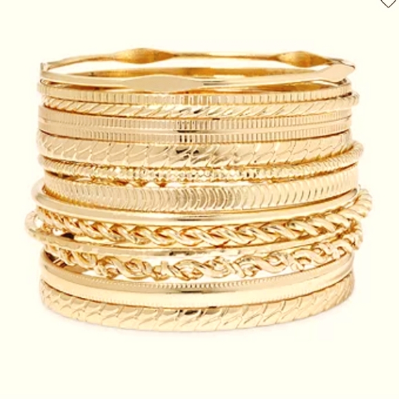 Gold-Tone Textured Bangle Set - Picture 2 of 5